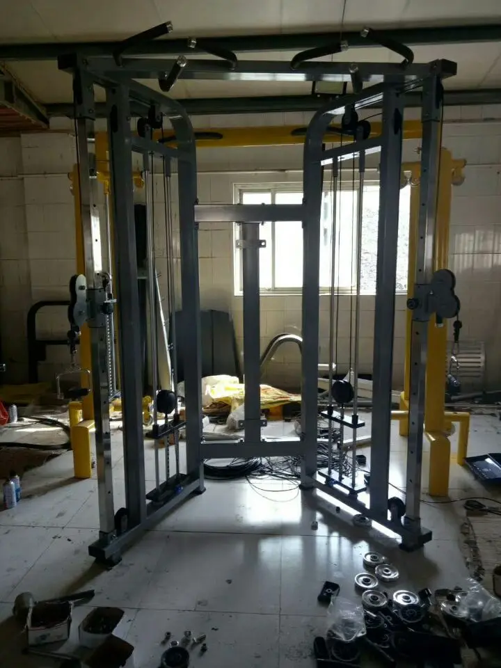 Multi Functional Smith Trainer with Cable Crossover &Rack with 80kg*2 Weight Stack
