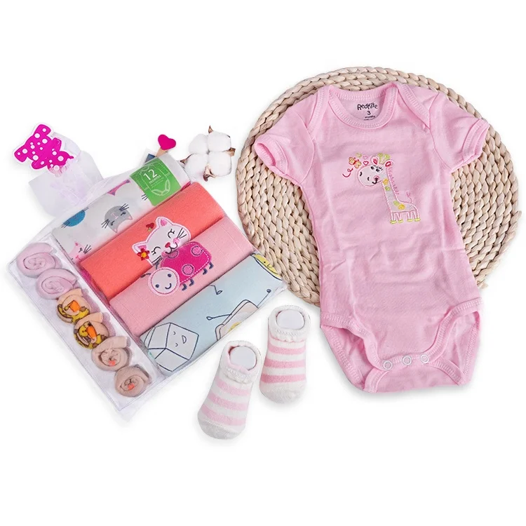 High Quality Gift Romper Newborn Sets Super Soft 100% Cotton Infant Socks Cute Baby Clothes