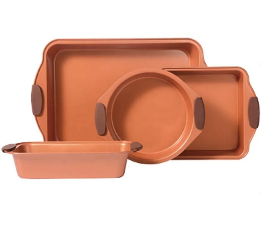 
K-534-CP 4PC Carbon Steel Bakeware Set with Silicone Grips 