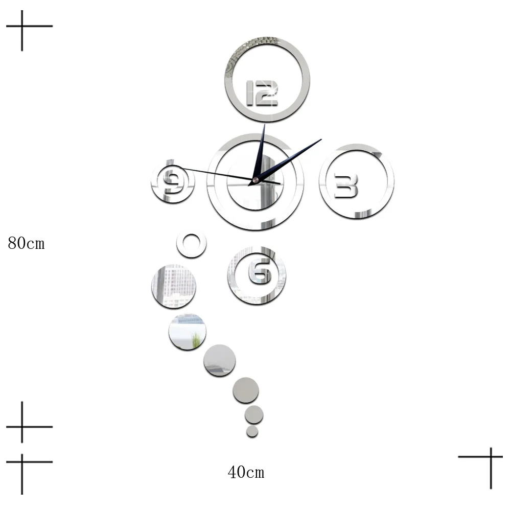 Living Room Self Adhesive Acrylic Mirror 3d Wall Clock Sticker Digital Single Face American Style Acceptance 1pc/opp Bag WC-1012