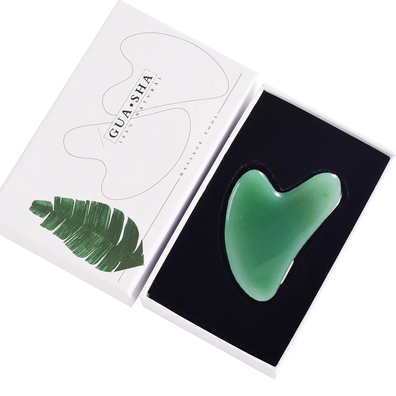 Stone Gua Sha Rose Roller Aventurine Jade Guasha Set Heart Shape Natural Factory Wholesale Gift Box Green Body Massager Wayestar