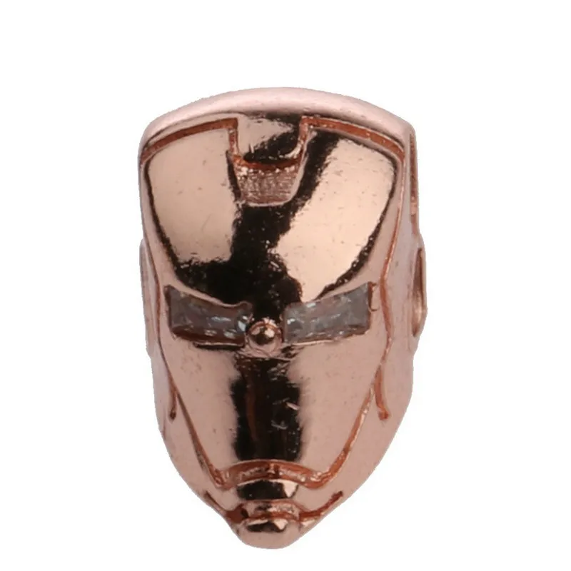 Superman helmet micro inlaid zircon beads iron man copper man bracelets beadings Genuine gold plating bracelet DIY accessories