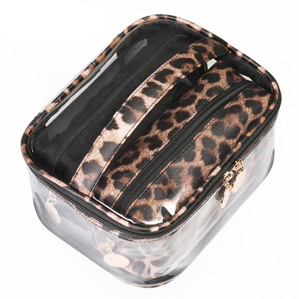 Дорожный косметический футляр из ПВХ с леопардовым принтом