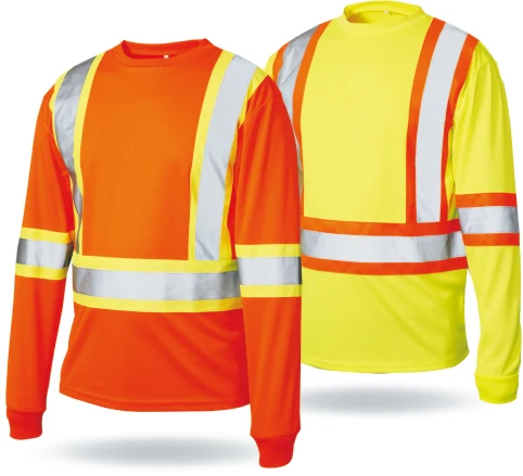 100% Cotton/Polyester Hi vis Orange  Reflective Safety Shirt with Knitted Reflective tape