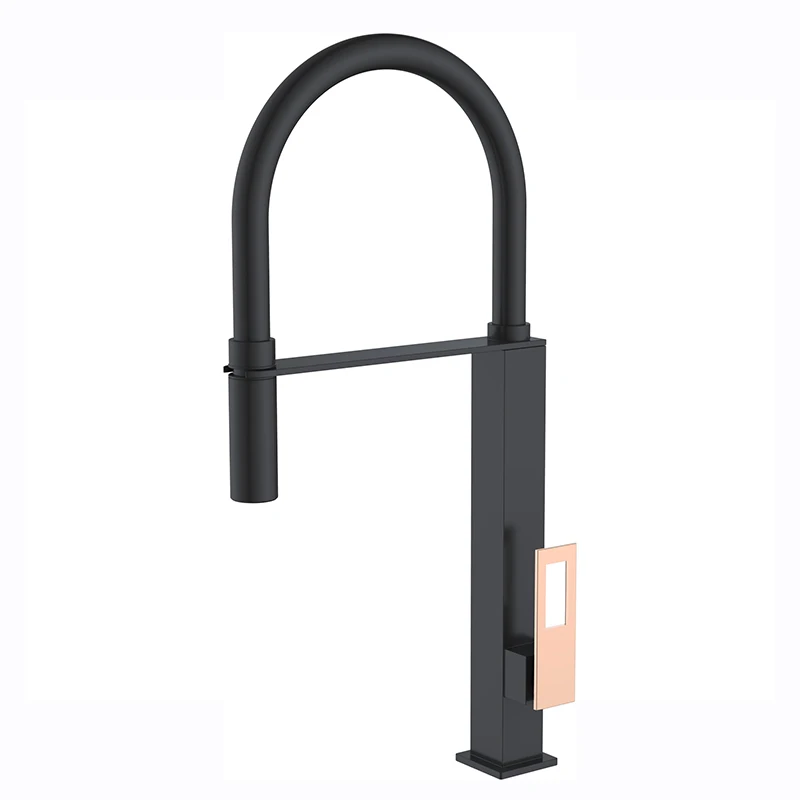 Квадратный кухонный кран Kaiping Spark, черный