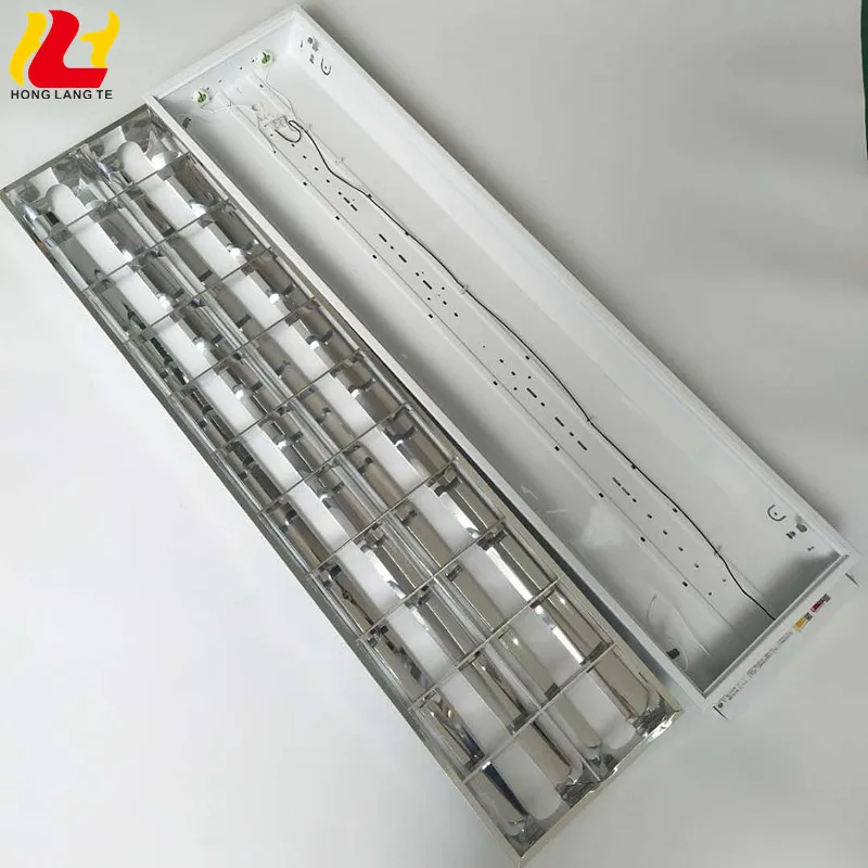 Hot Selling Recessed Mounted Protective Mini 300x1200mm 3x18w Aluminum Iron T8 Fluorescent Office Grille Fixture Ceiling Lamp