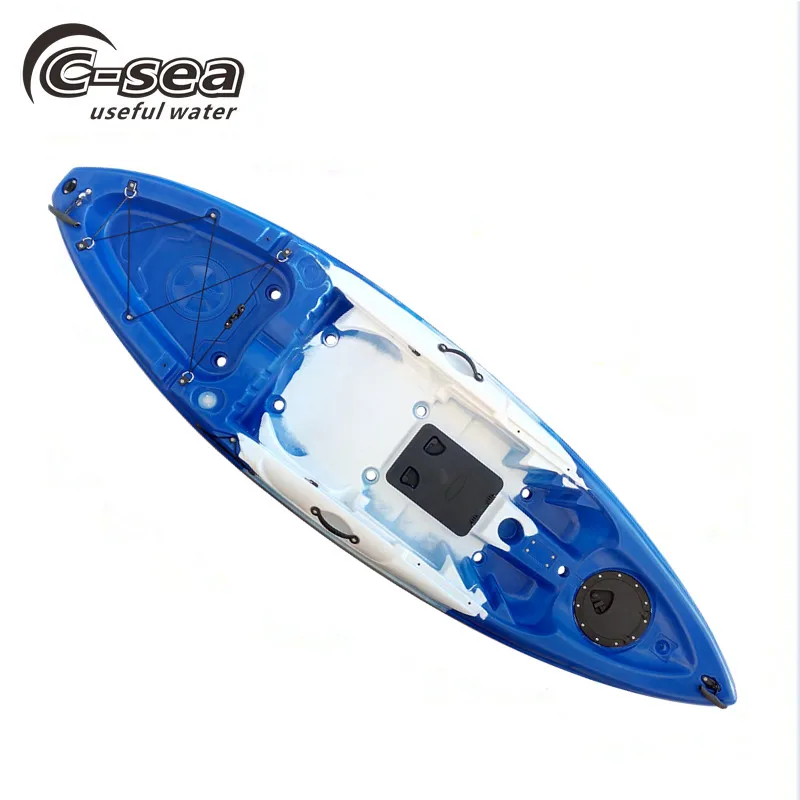 small fishing kayak with orbit and fish finder