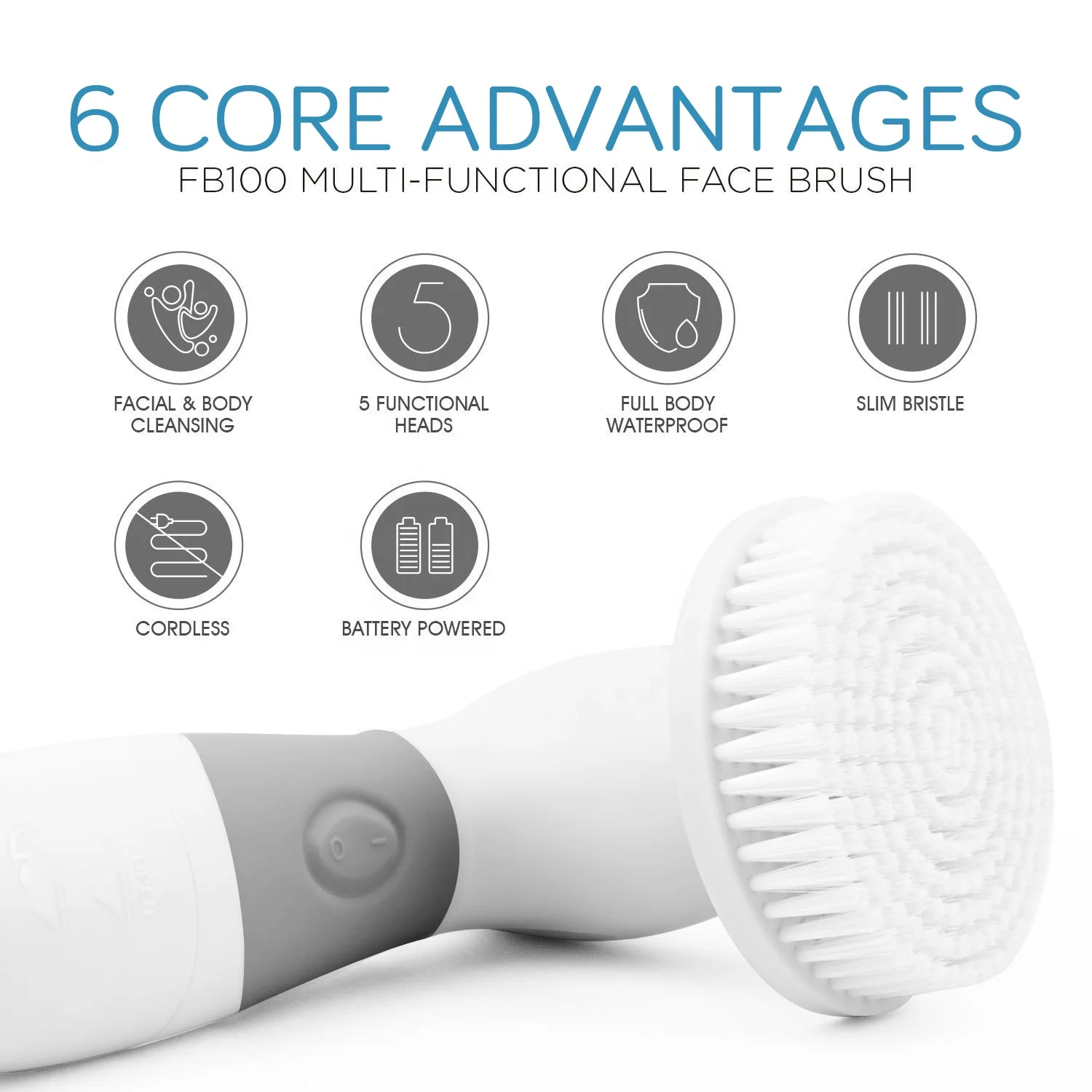 CE ROHS Approved 4 in 1 Electric Rotating Facial Brush Multi-use Deep Cleansing Spin Facial Brush System Waterproof Scrubber