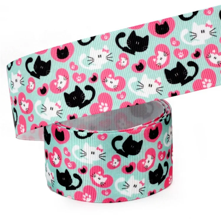 3 inch grosgrain floral custom printed logo ribbon