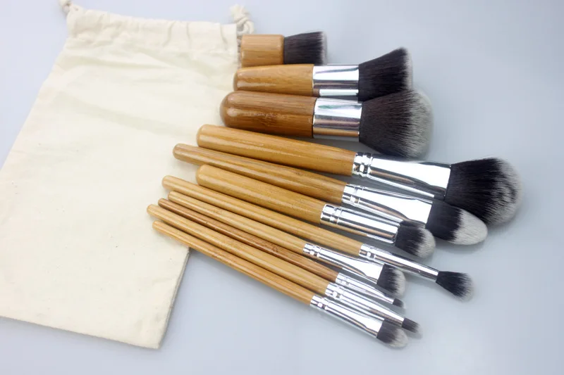 11pcs Per Set Professional Refillable Bamboo Makeup Foundation Brushes Bamboo Makeup Brush Set Bamboo Makeup Brush