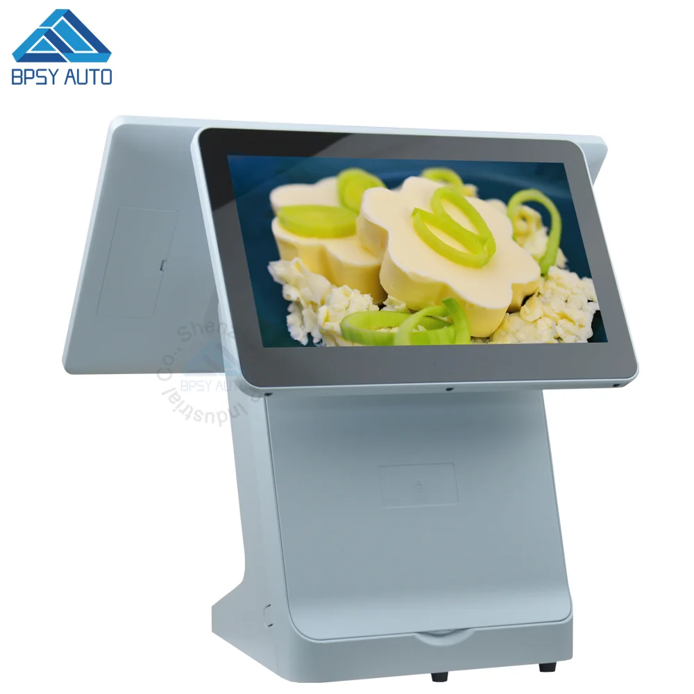 All In One Double Screen POS Computer 15.6 Inch Cash Register Table POS System Windows10 with 80mm Printer
