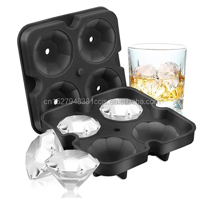 3D Ice Cube Maker Diamond-Shaped Fun Ice Cube Molds BPA Silicone Flexible Ice Maker for Chilling Whiskey Cocktails