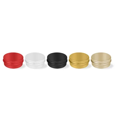 
high quality round shape 15ml red white black gold frosted gold makeup metal can with screw cap 