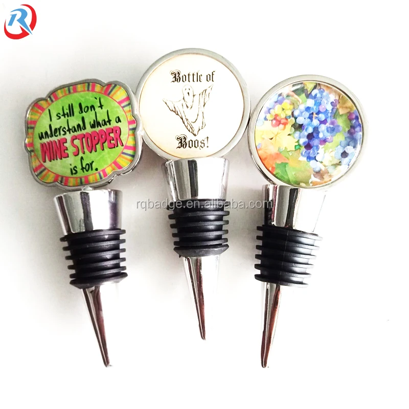 custom own logo cheap metal high quality wine bottle stopper/cork