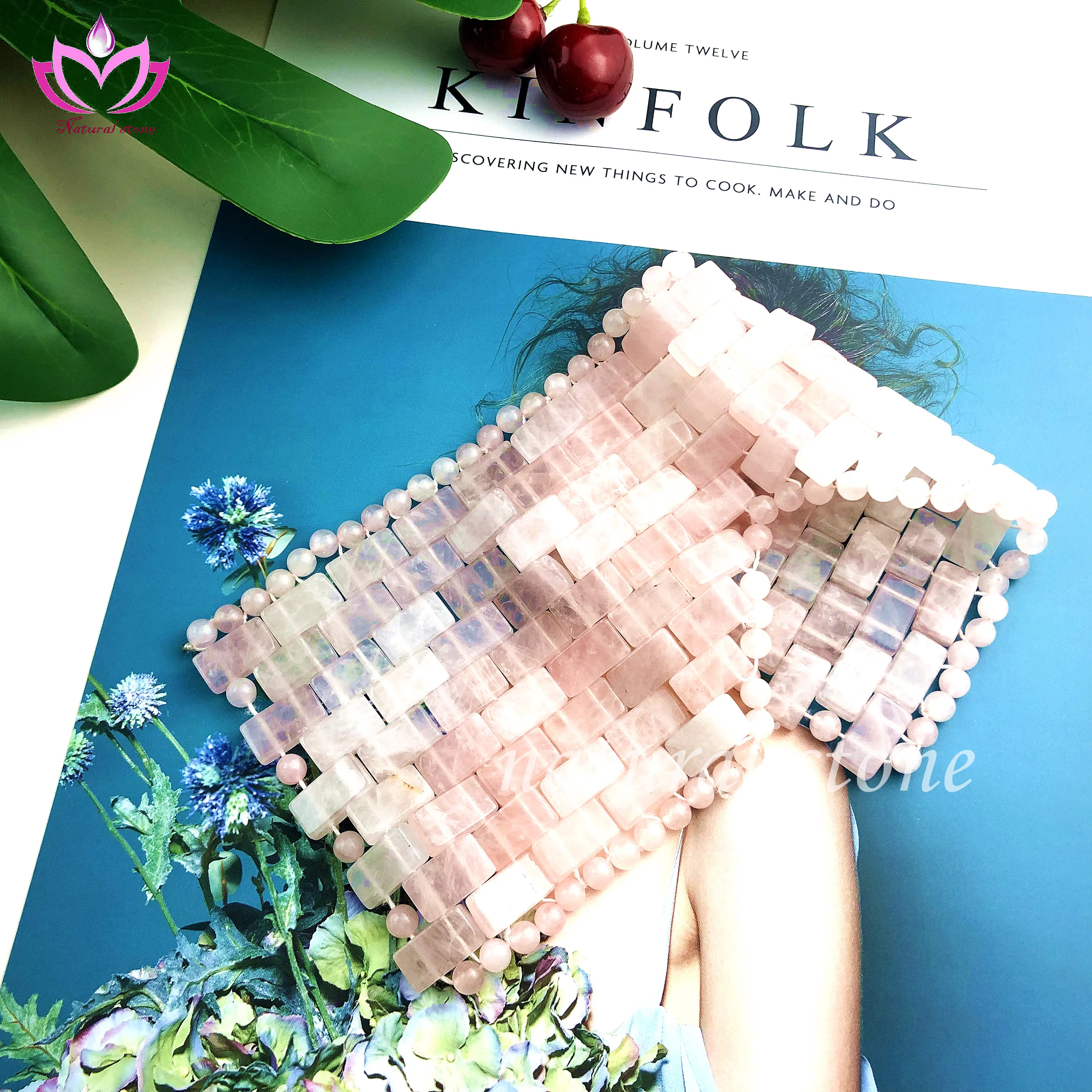 
Chinese natural rose quartz facial eyeshade portable facial massager 