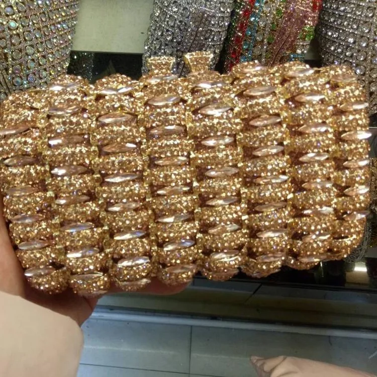 
DB577 crystal shoes and bag italian evening bags gold color 