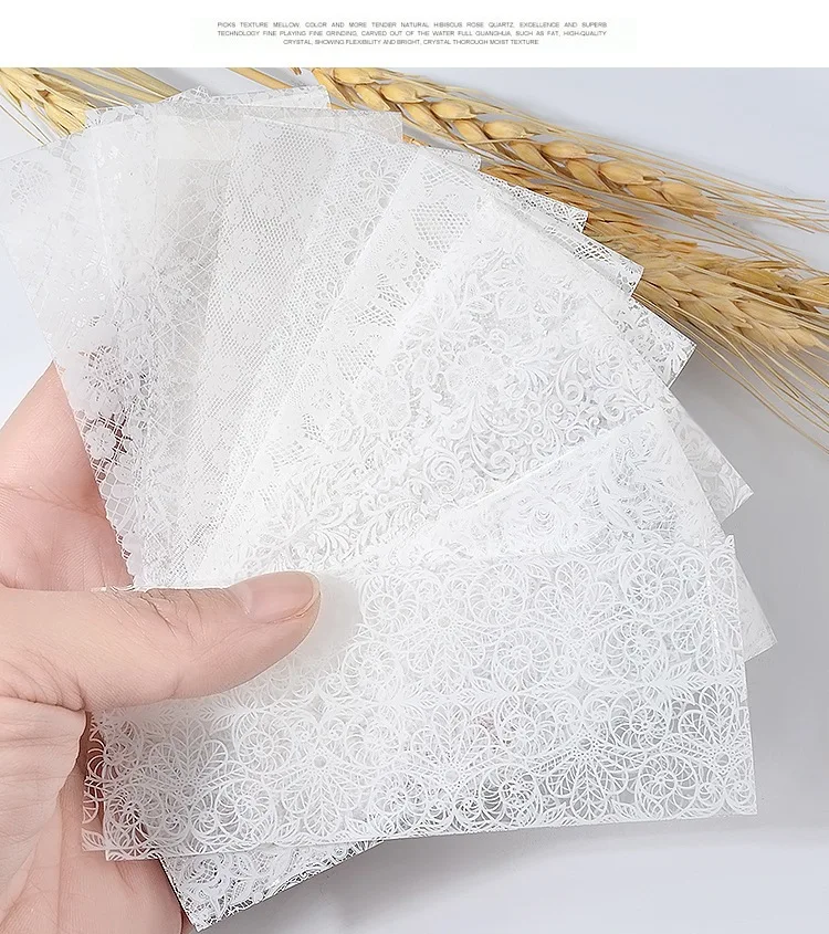 
Nail art white black lace transfer foil nail lace sticker 