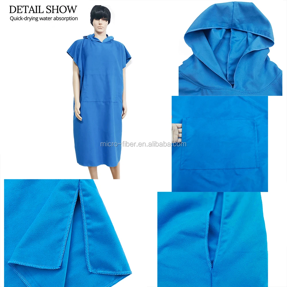 Суперсухое пляжное банное полотенце из микрофибры для плавания пончо с капюшоном взрослых