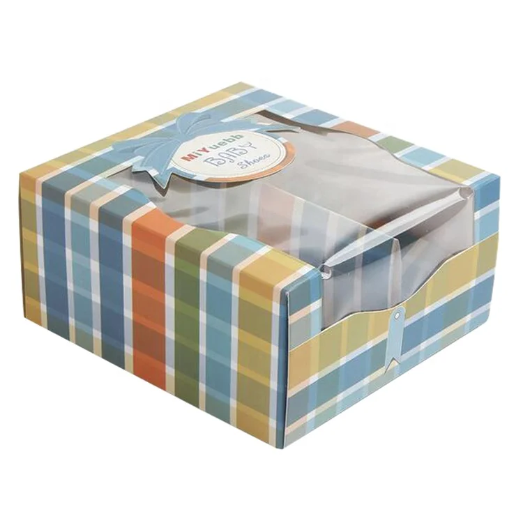 Wholesale Paper Packaging Baby Shoes Display Gift Box With Pvc Window