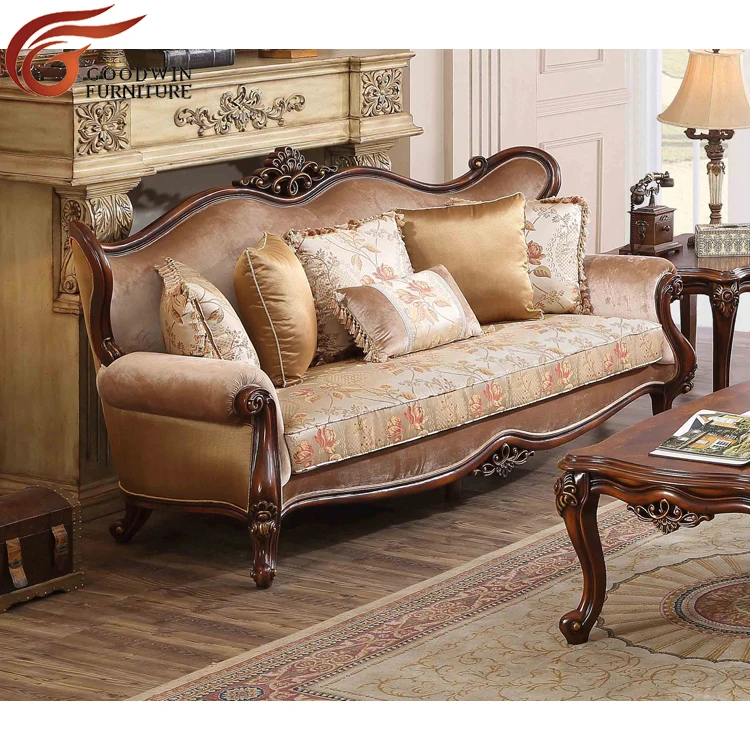 France American living room sofa set wooden funiture 7 seater classic sofa set single sofa chair 9868