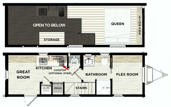 wooden tiny cabin house on wheels casa rodante 26ft withbedroom, bathroom ,kitchen,greatroom made by yuantai
