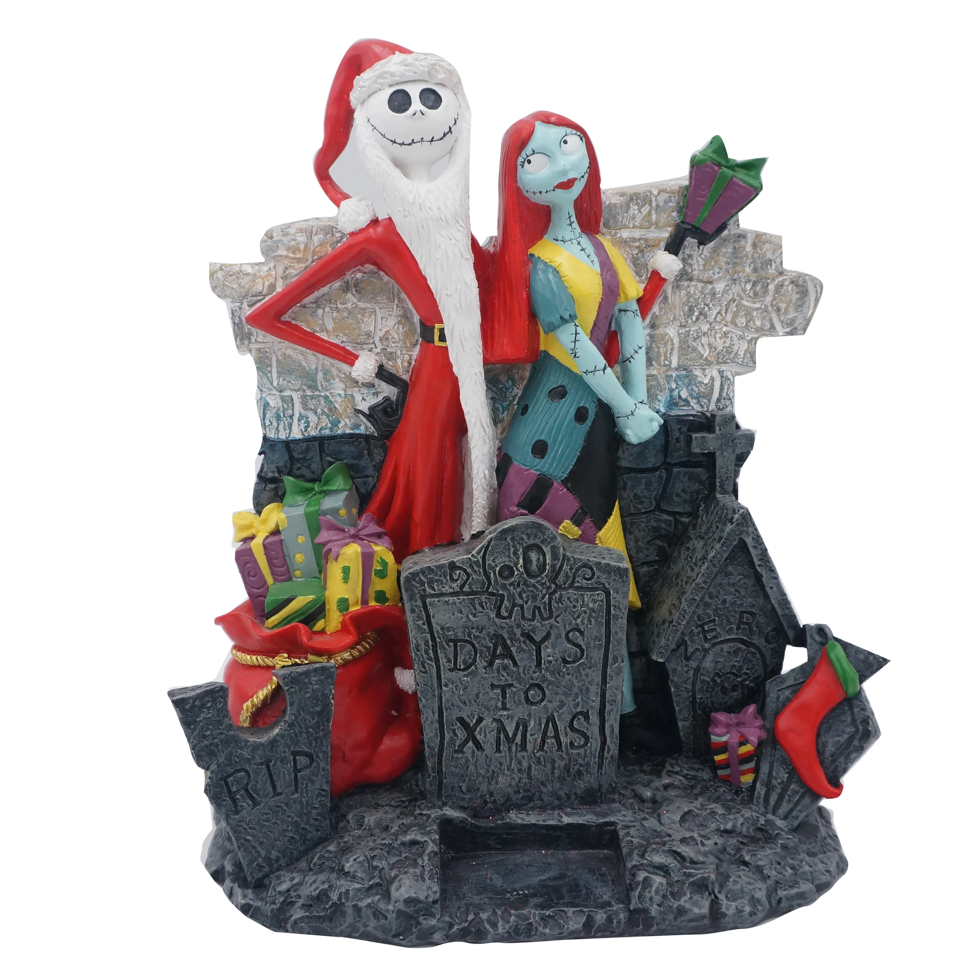 Santa Jack Skellington & Sally Halloween Polyresin Figurine for The Nightmare Before Christmas