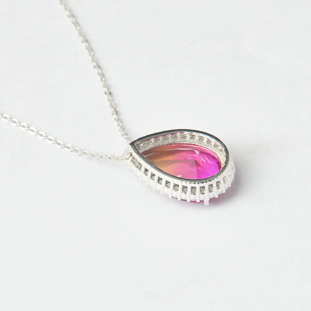 OB Women Jewelry  Fine Jewelry Necklace 925 sterling silver Silver Rainbow Fusion stone Pendant for immediately delivery gifts
