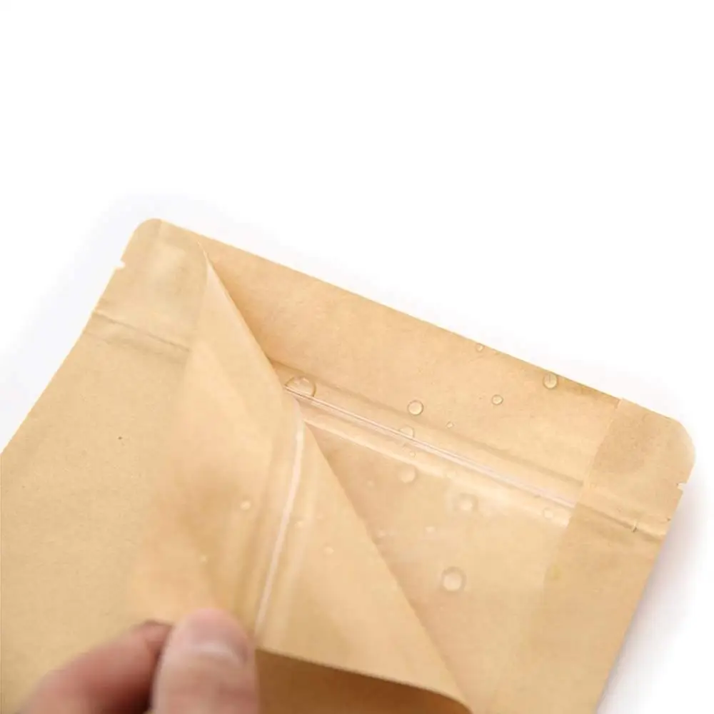 Wholesale Self Standing Kraft Paper Zip Lock Moisture Proof Tea Packaging Bag Pouch