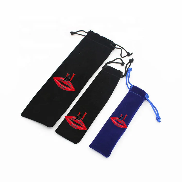 Reusable Custom Printed velvet Drawstring Jewelry makeup packaging Bag for lip gloss lipstick