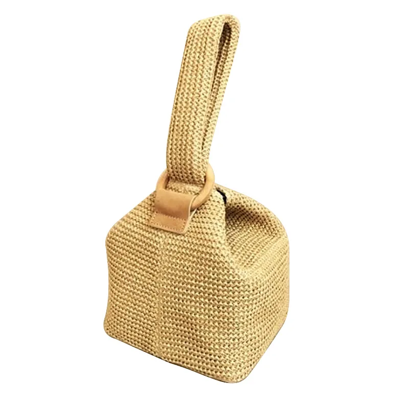 Wholesale summer straw bag woman shoulder handbag  beach sea bucket grass bag for women