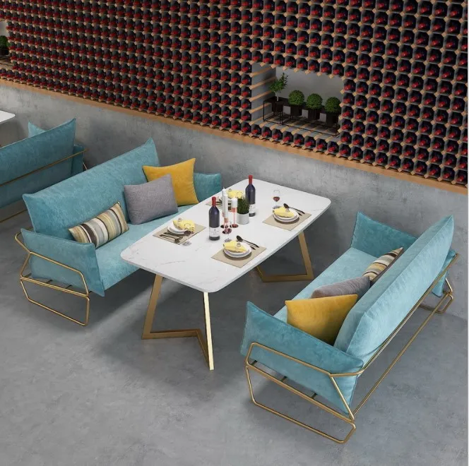 Modern Restaurant Coffee Shop Metal Sofa Chair Booth