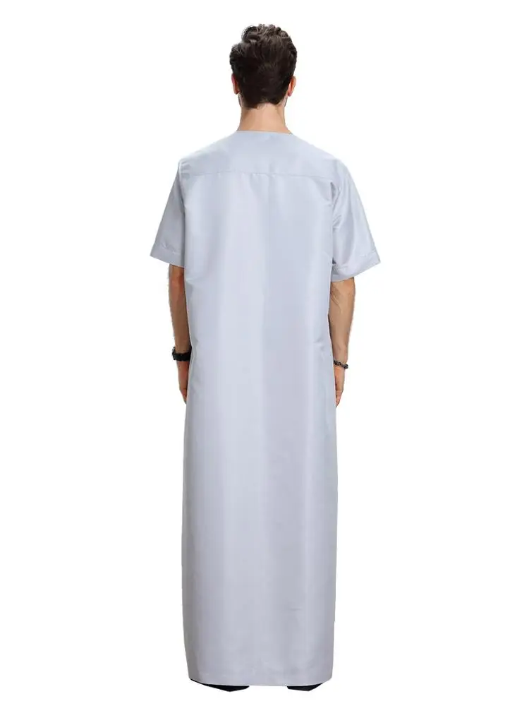 A6169  Galabia white color men jubba qatar jilabiya khaleeji thobe eid arabic with buttons