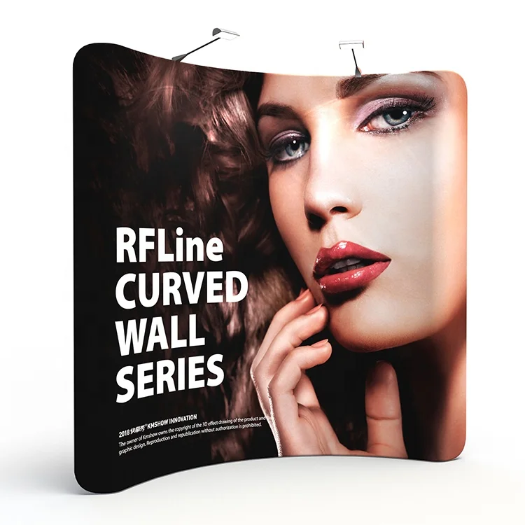 Изогнутый отдельно стоящий дисплей ансамбль портативный компактное изображение 10ft Натяжной ткани стойка для баннеров