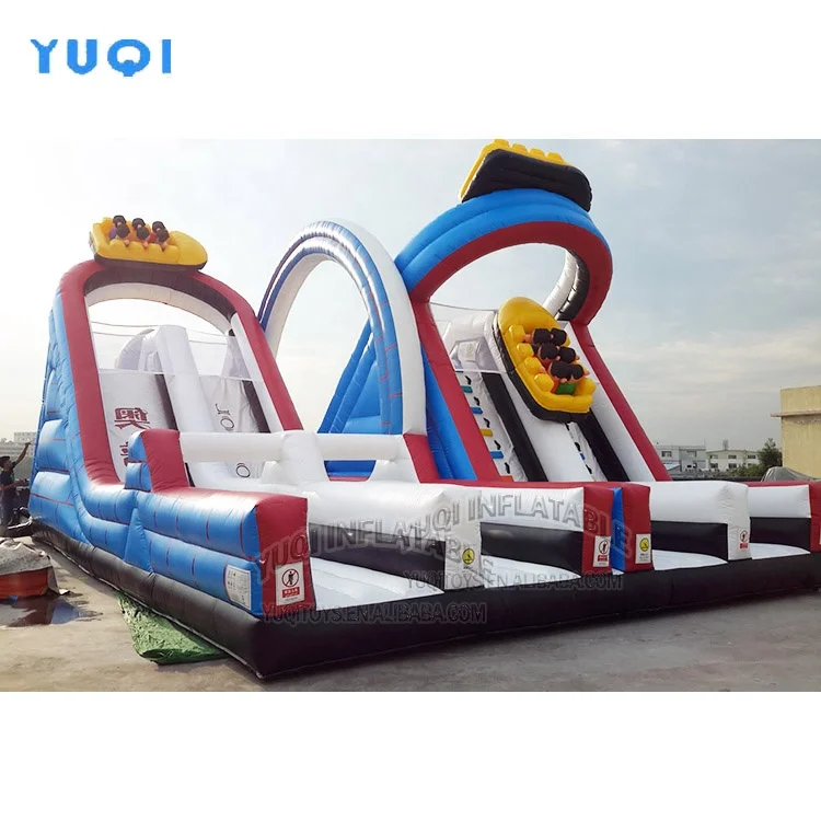 Outdoor Amusement Combo Inflatable Challenge Roller coaster Obstacle Course with Climbing and Slide for Sale