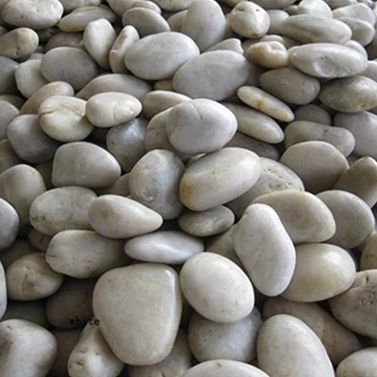 Floor decorative natural landscaping stone polished pebble white stone  for sales