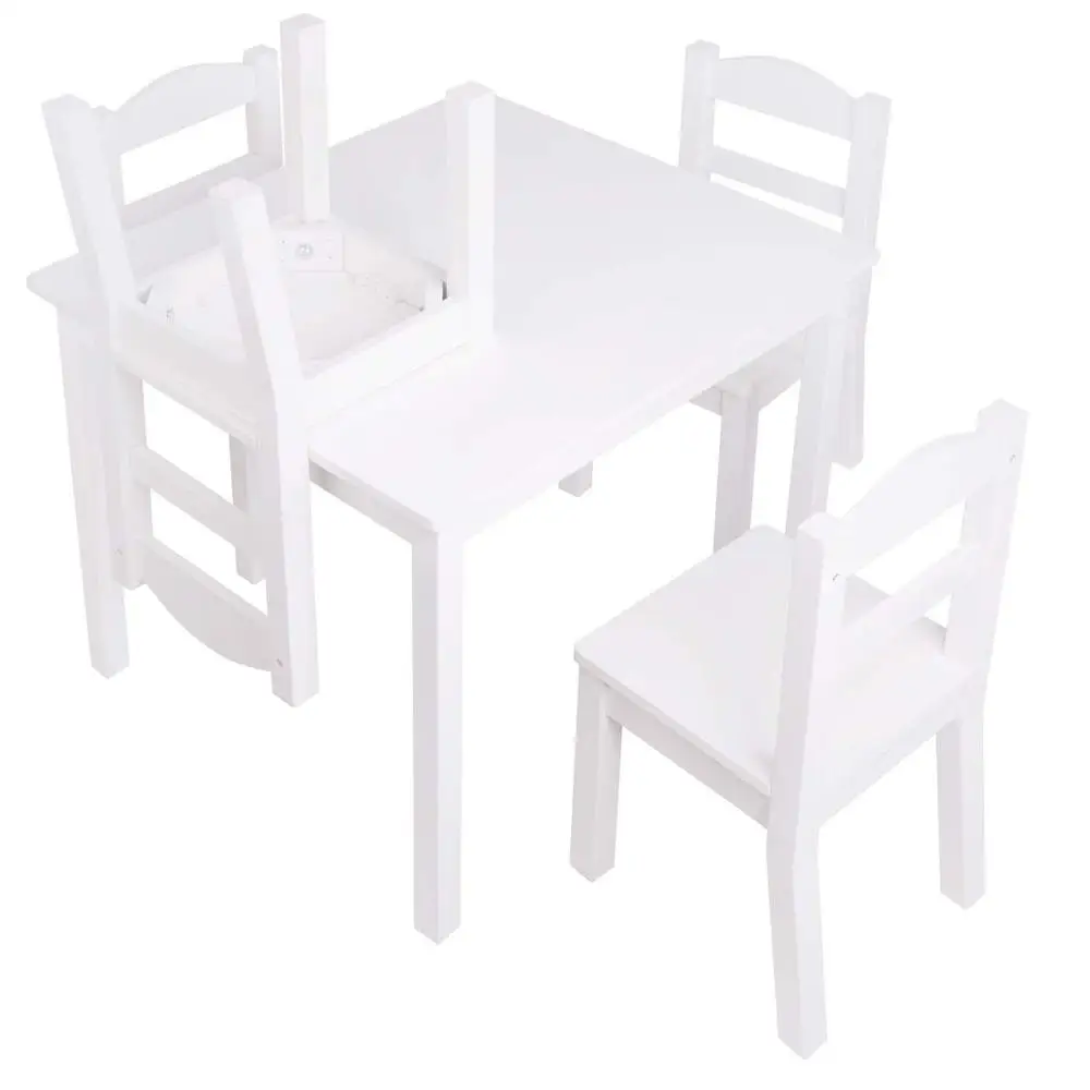 wooden kids table and Chairs Set - 4 Chairs and 1 Activity Table for Children