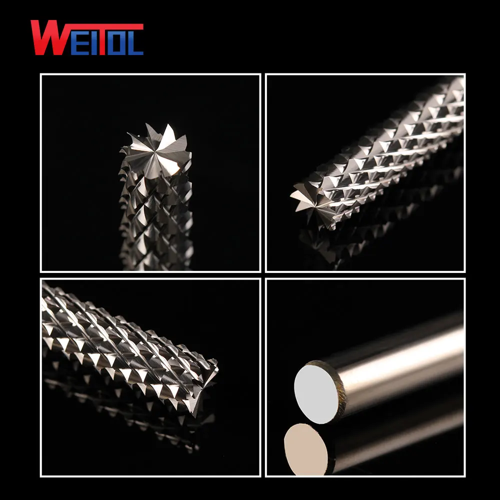 WeiTol 3A Grade Flat Bottom Corn teeth milling cutter Cement plate cutting routerbit end mill