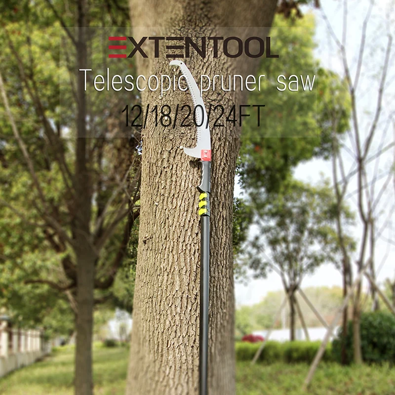 
Extentool long handle tall tree pruner with 24ft/7.2 meters aluminum telescopic extension pole for branch cutting tools 