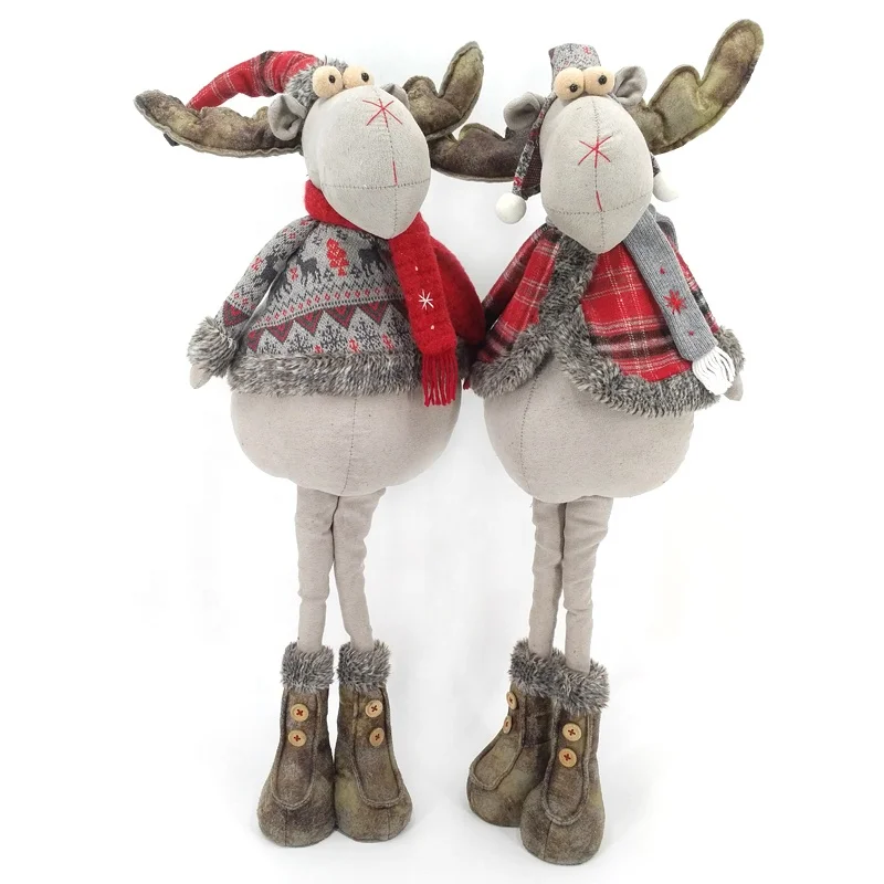 
OEM Classic Handmade Christmas ornament gifts plush standing reindeer doll 29