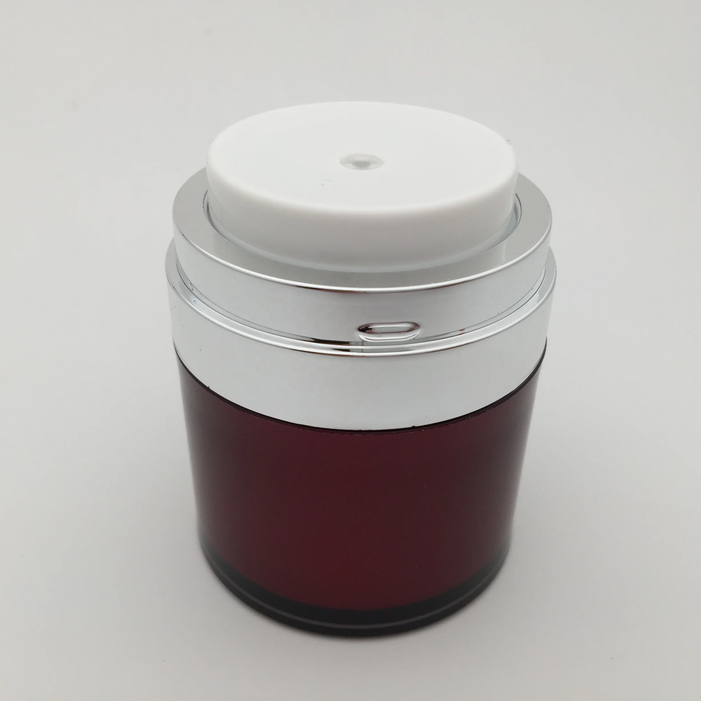 15g 30g 50g Free sample dark red and silver luxury airless pump cream jar