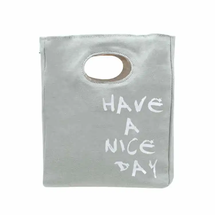 Factory Price High Quality cosmetized cotton canvas lunch bag tote cooler bag rope handle