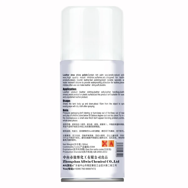 Factory wholesale instant shine white shoe polish spray leather oil