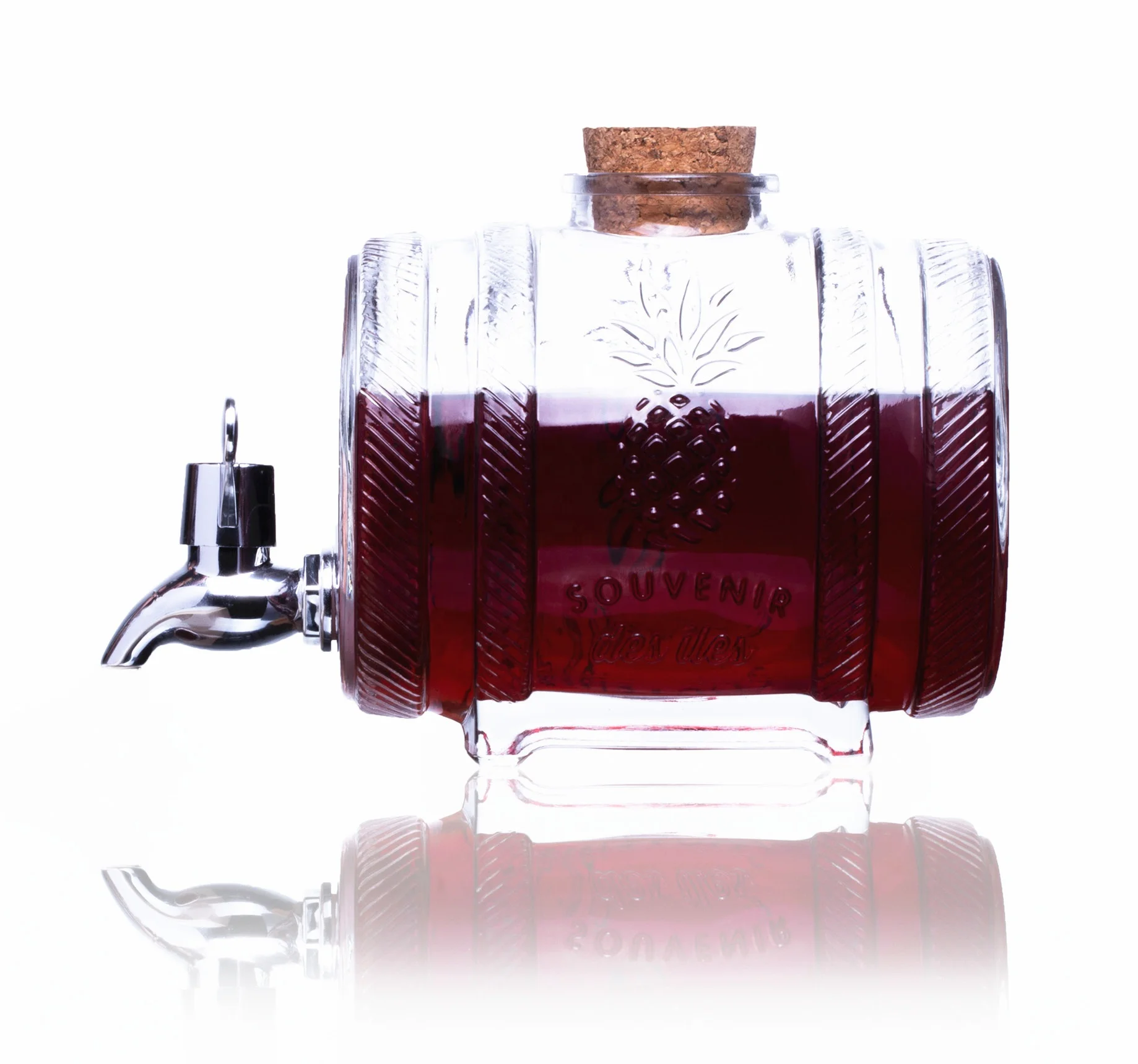 1L Glass Barrel Drink Dispenser for Wine Whiskey Brandy or Vodka.