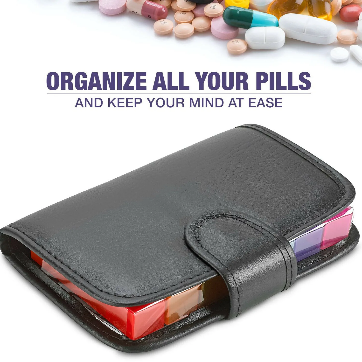 7 Day Faux Leather Pill Medicine Wallet Box Organiser Holder Dispenser Cases Wallet