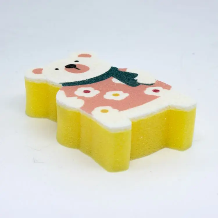 Мультяшная губка для мытья кухни в форме животных с печатной тканью из микрофибры