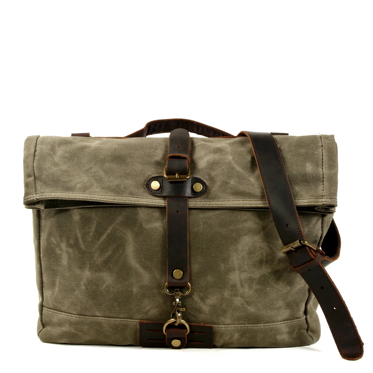 Vintage Waxed Canvas Messenger Cross Body Shoulder Bag