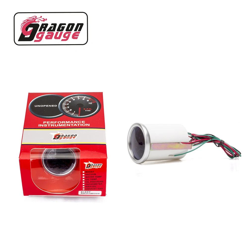 DRAGON GAUGE Convex Mirror 2 inch 52mm Car Refit 7 Colors Universal 8~18 Voltmeter Volt Gauge White LED Auto Meter (6147T)