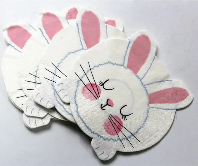 die cut Napkins in the shape of a rabbit cut edge
