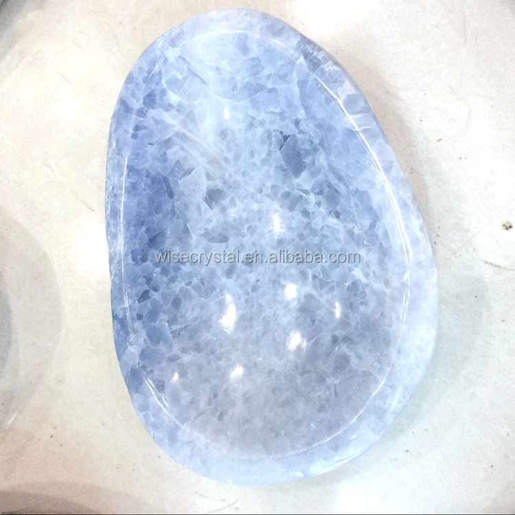 Reiki stone polished crystal healing celestite bowl Rough Stone polished