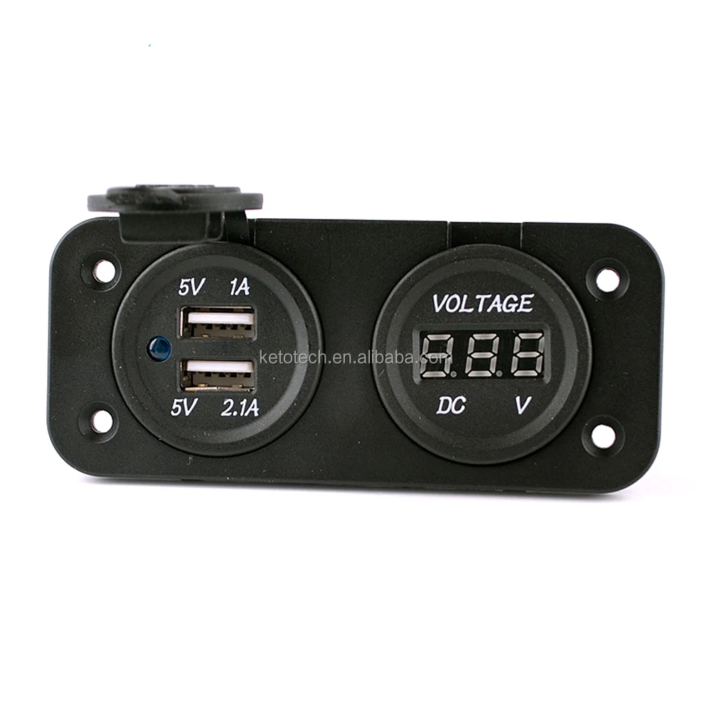 Пользовательские В 5 в 1A и 2.1A dual usb Автомобильное зарядное устройство с автомобильным вольтметром
